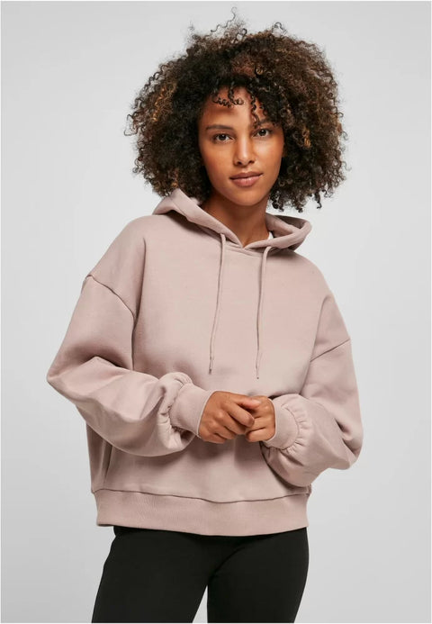 Build Your Brand – Oversized Hoodie Dames – Roze – 100% biologisch katoen