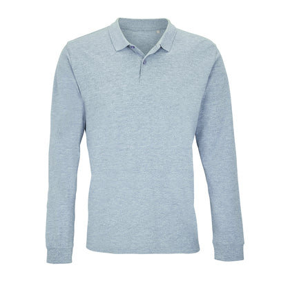 SOL'S – Planet Polo Longsleeve - Grey Melange – 100% biologisch katoen