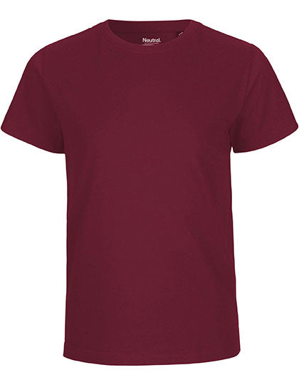 Neutral - Korte Mouwen Kinder T-Shirt - Bordeaux - 100% Biologisch Katoen