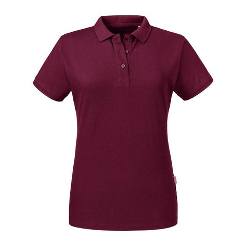 Russell - Pure Organic Polo Dames - Bordeauxrood - 100% Biologisch Katoen